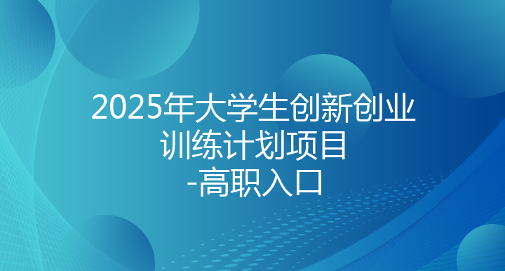 2025年大学生创新创业训练计划项目-高职入口