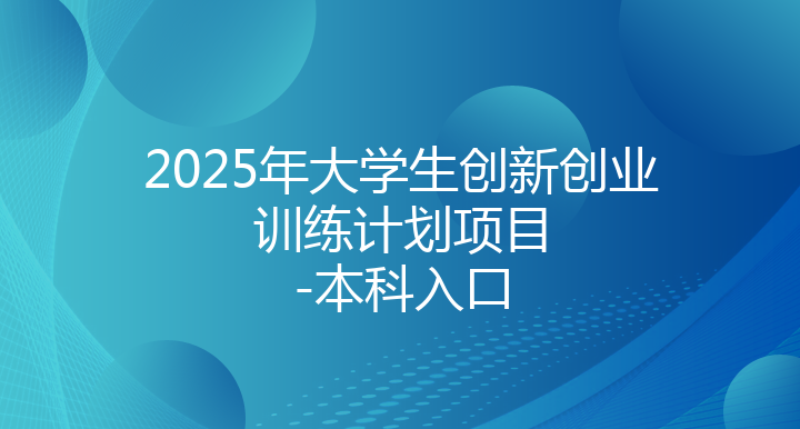2025年大学生创新创业训练计划项目-本科入口